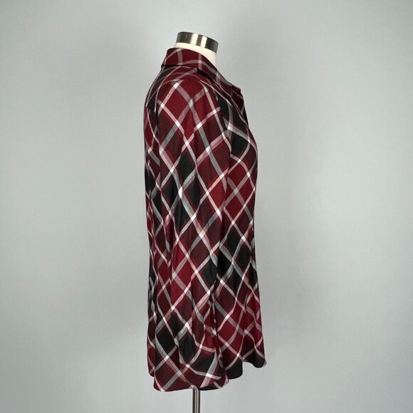 Soft Surroundings Womens Joelle Plaid Tunic Cabernet Plaid Button Front size S - Picture 8 of 14